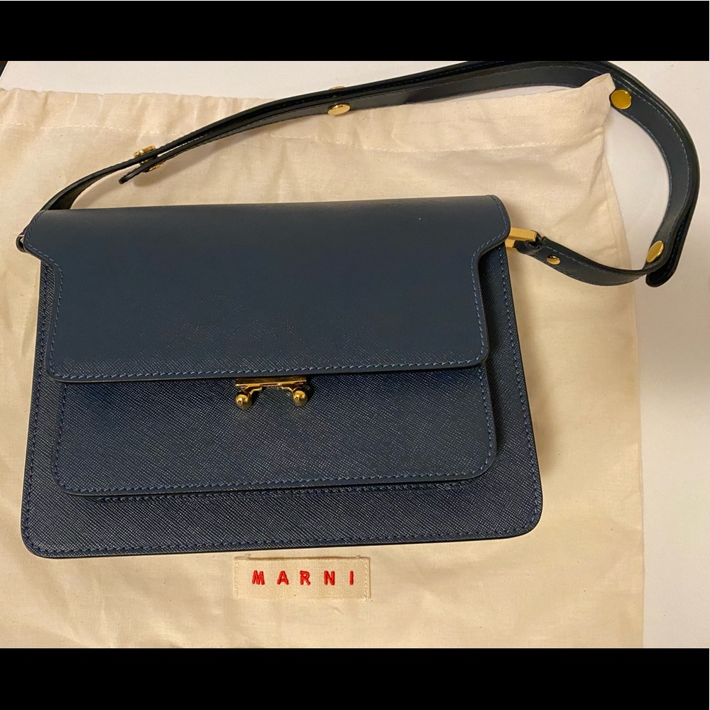 Authentic Marni Trunk Smooth Calfskin Orion Blue